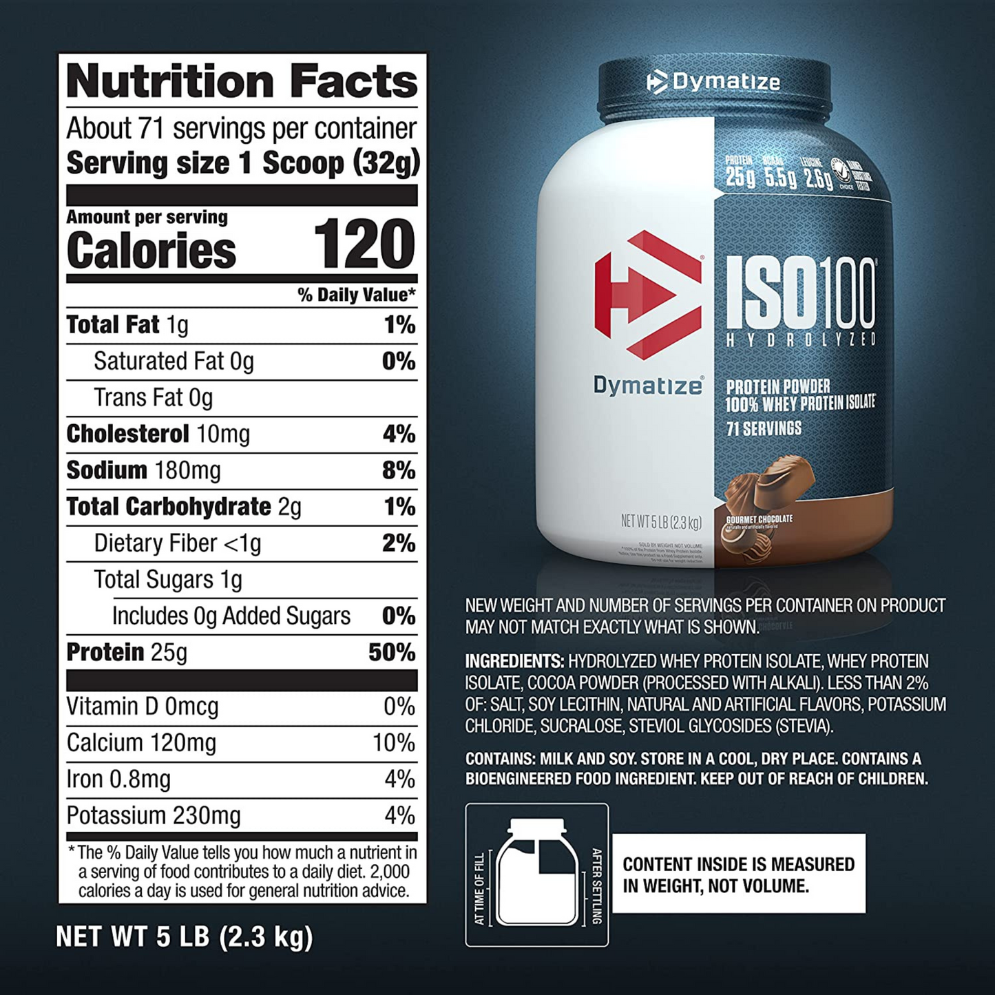 ISO100 Hydrolyzed Protein Powder, 100% Whey Isolate Protein | Gourmet Chocolate 5LB