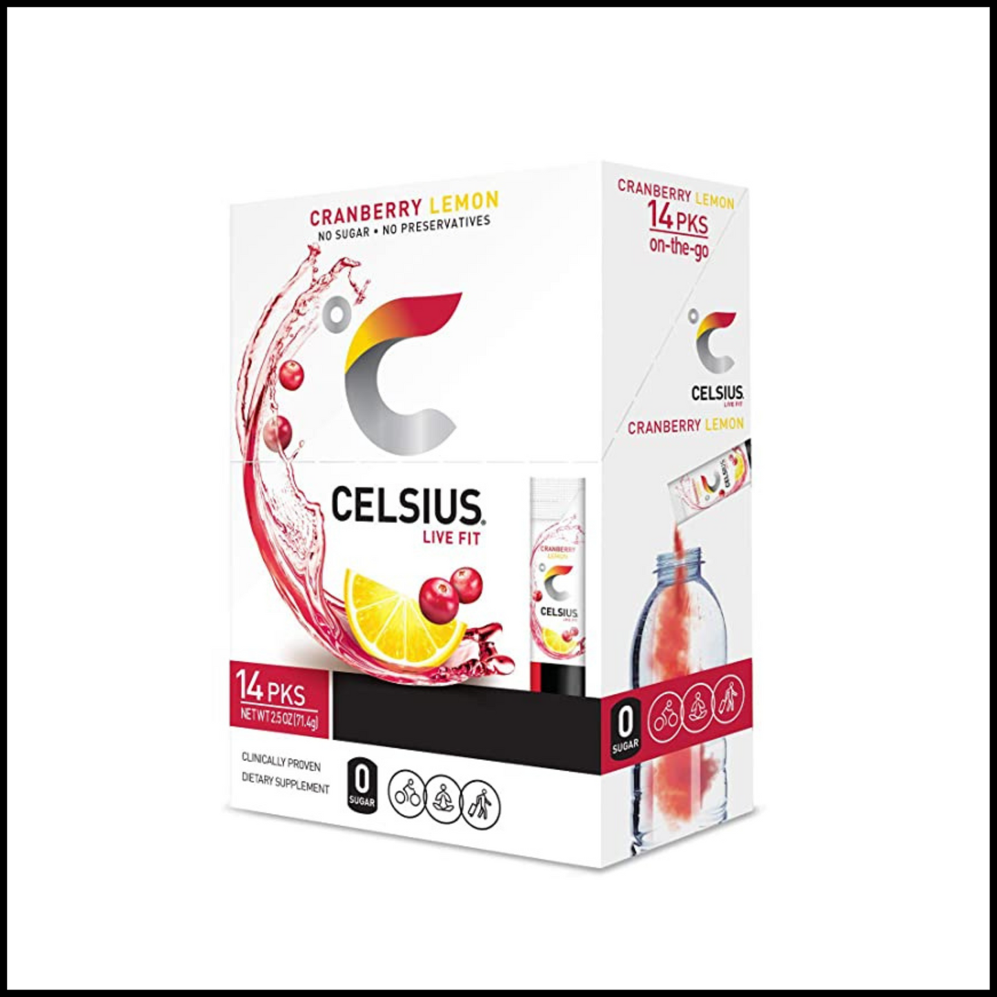 CELSIUS On-the-Go Powder Stick Packs - Cranberry Lemon 2.5oz. | Pack of 14