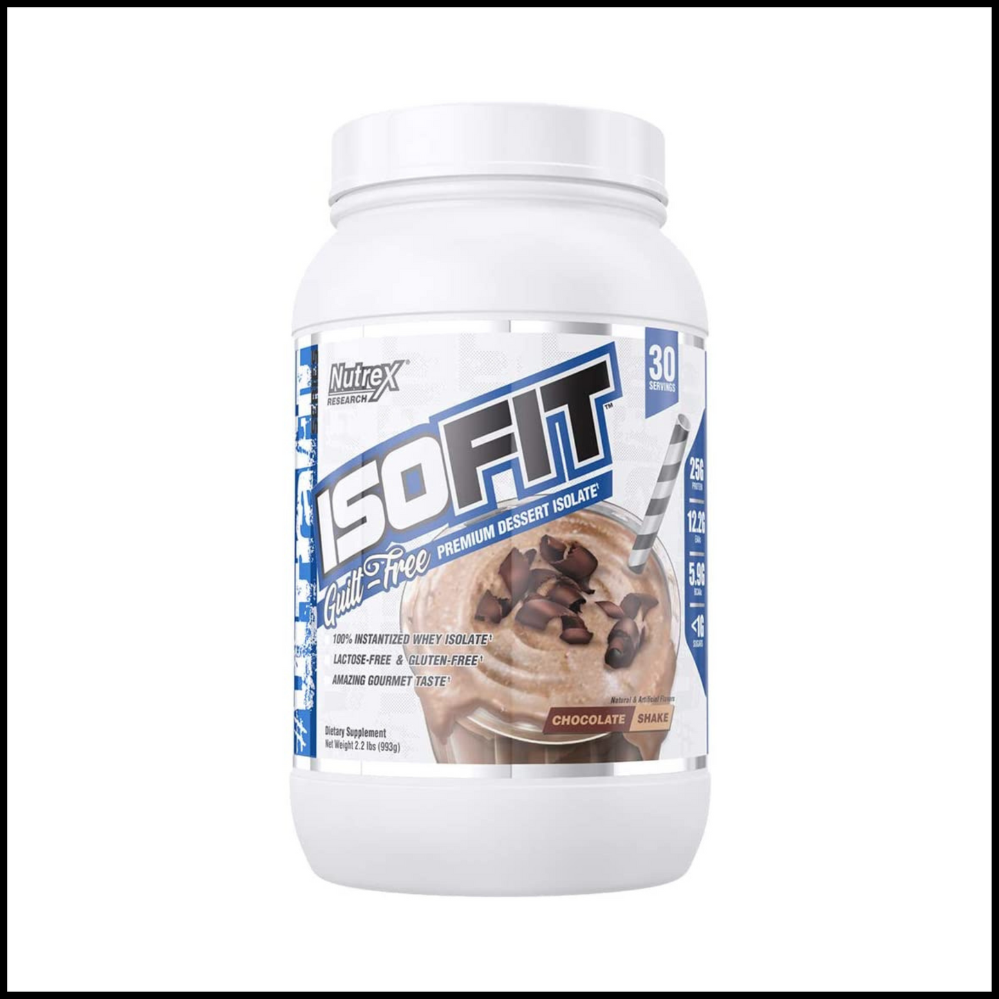 IsoFit Whey Protein Powder Instantized 100% Whey Protein Isolate Chocolate Shake | 2lbs 30 Servings