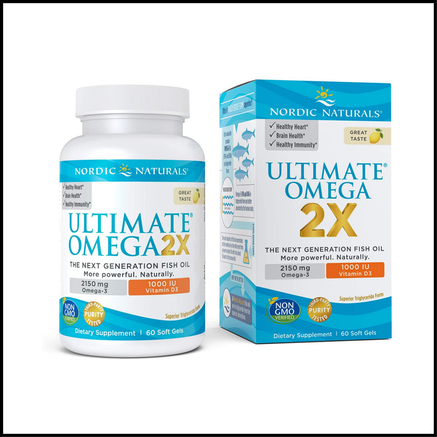 Ultimate Omega 2X with Vitamin D3, Lemon Flavor | 60 Soft Gels