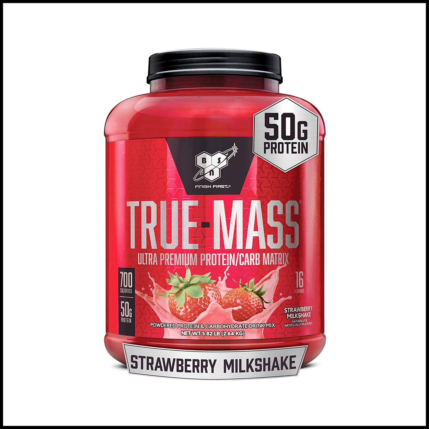 True-Mass Weight Gainer Strawberry Milkshake | 5.82 Pound 16 Servings