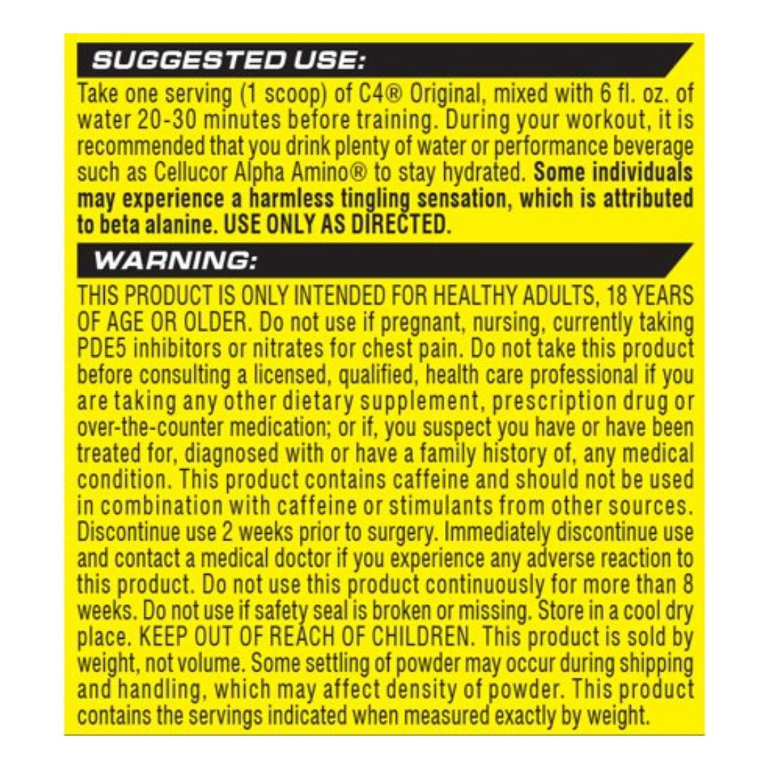 C4 Original Pre-Workout - Fruit Punch - 60 Servings | Cellucor