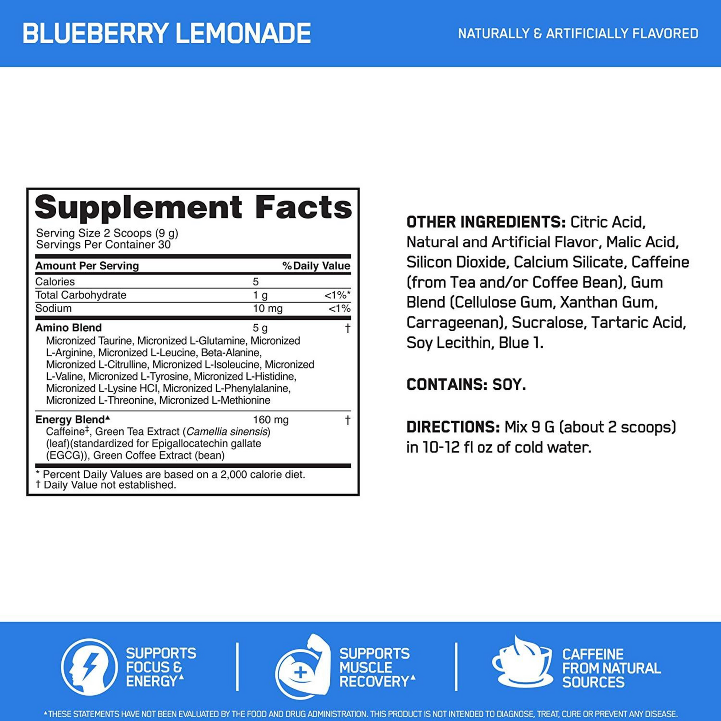 Essential Amino Energy | Blueberry Lemonade 30 Servings