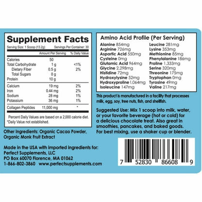 Grass Fed Perfect Hydrolyzed Collagen Chocolate 396g | 14oz