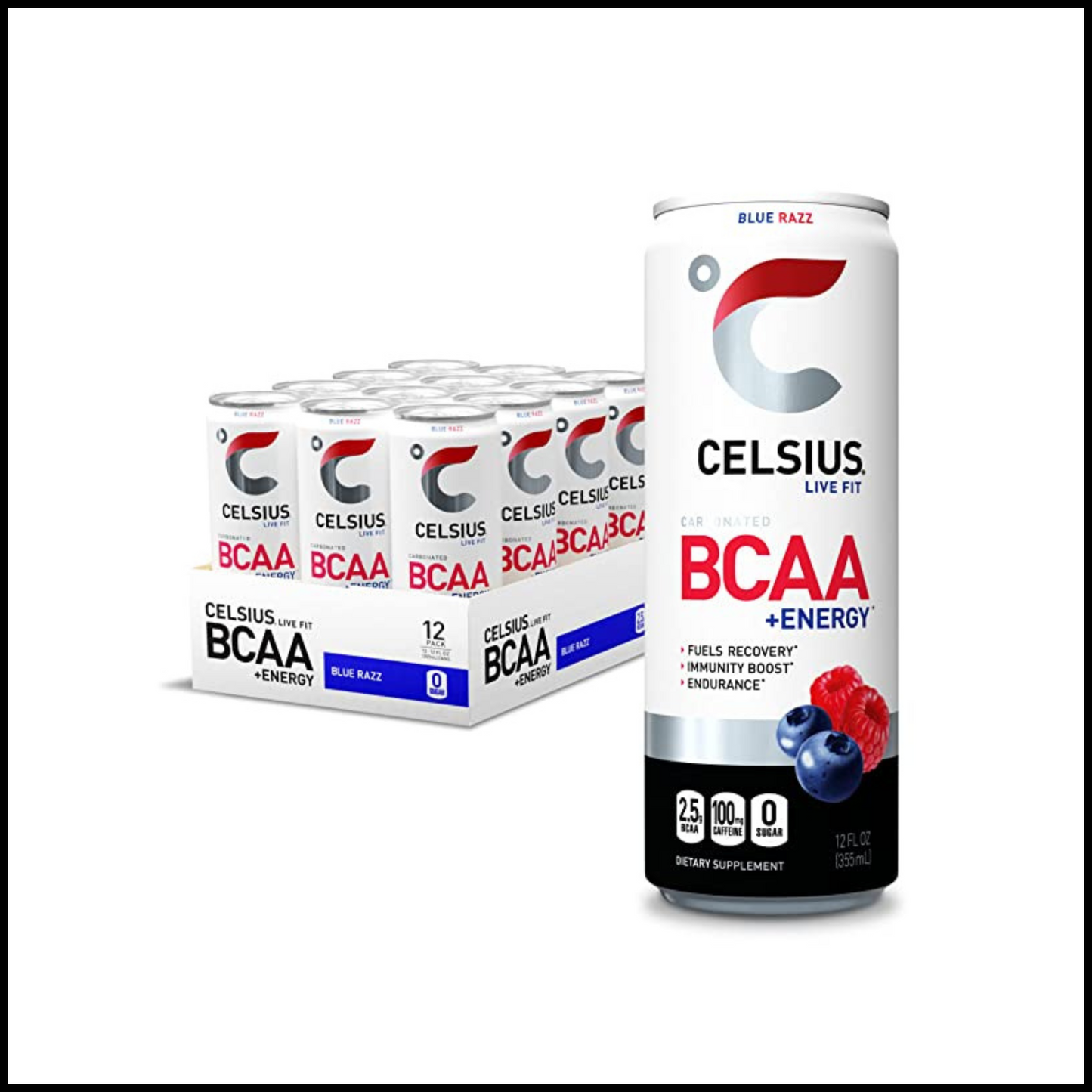 BCAA +Energy Blue Razz - 12oz. | Pack Of 12c