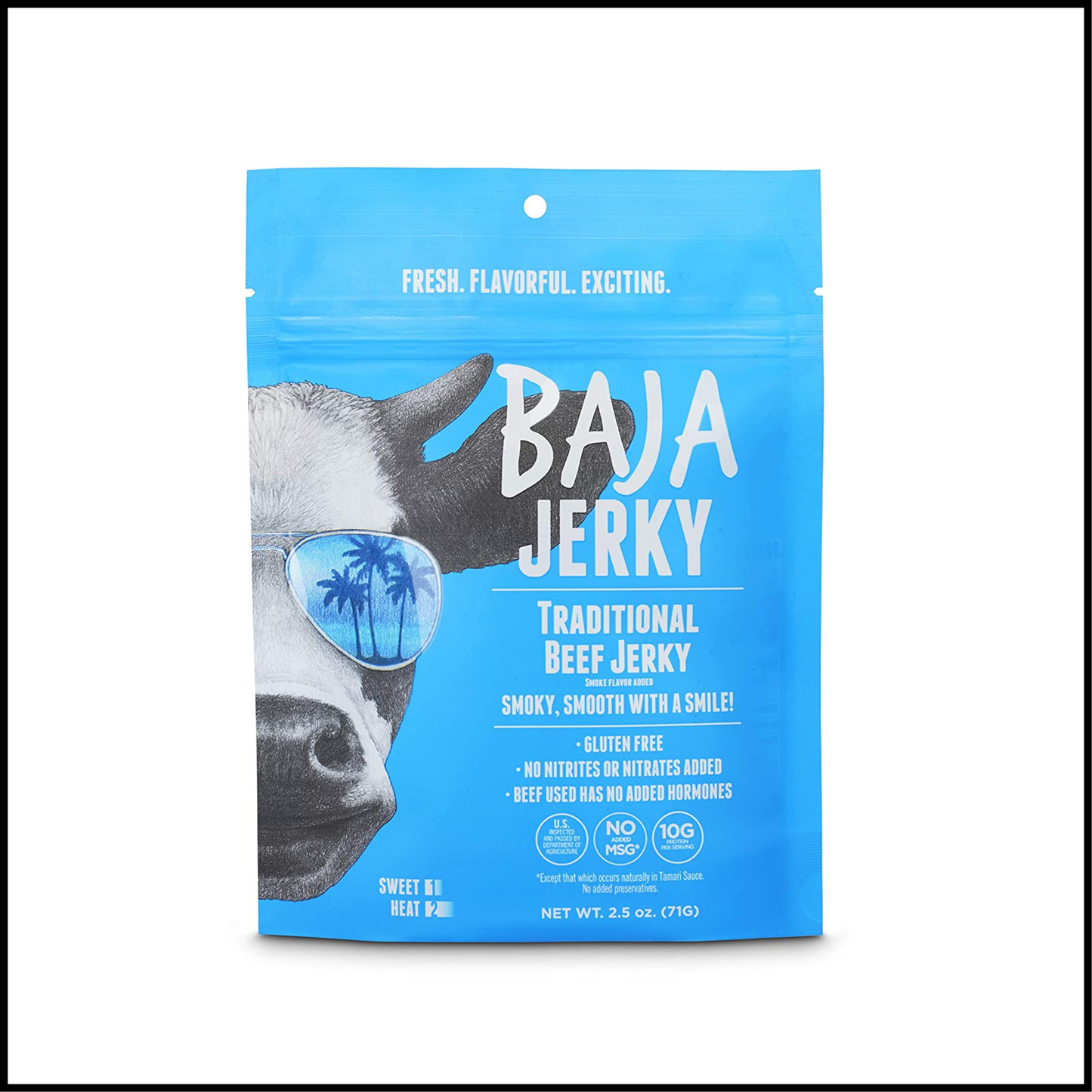 100% All Natural Beef Jerky Traditional Hickory Flavor | 2.5 oz Bag - Pack of 3