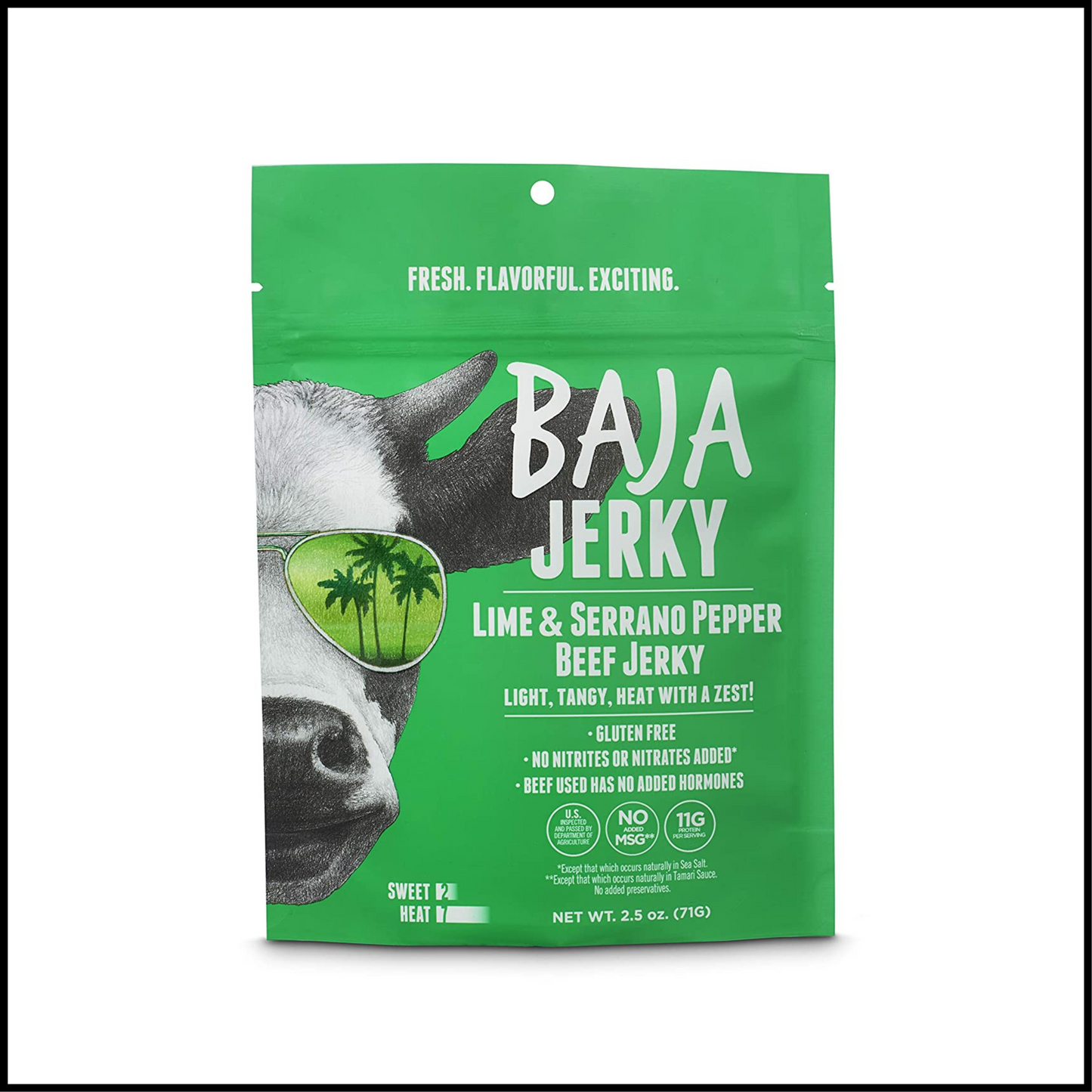 100% All Natural Beef Jerky Lime and Serrano Pepper | 2.5 oz Bag - Pack of 3