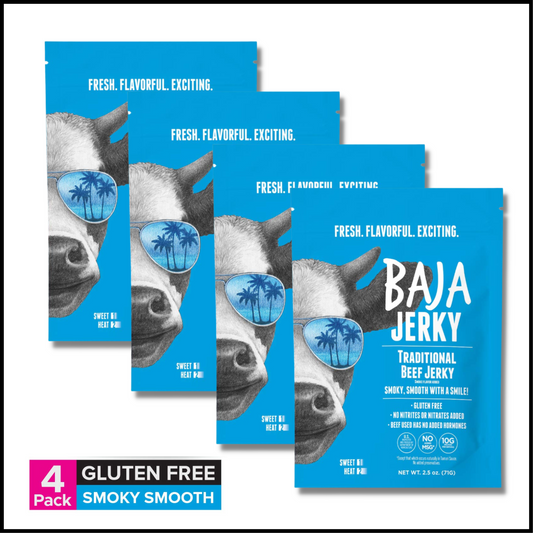 100% All Natural Beef Jerky Keto Jerky Gluten Free Low Calorie Craft Jerky Traditional Hickory Flavor | 2.5 oz Bag Pack of 4