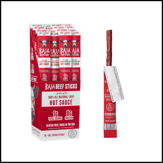 Jerky All Natural Beef Sticks Hot Sauce | Pack of 16