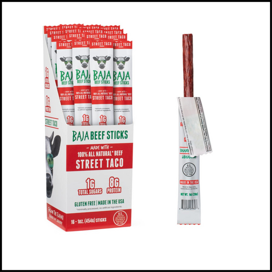 Baja Jerky All Natural Beef Sticks Street Taco | Pack of 16