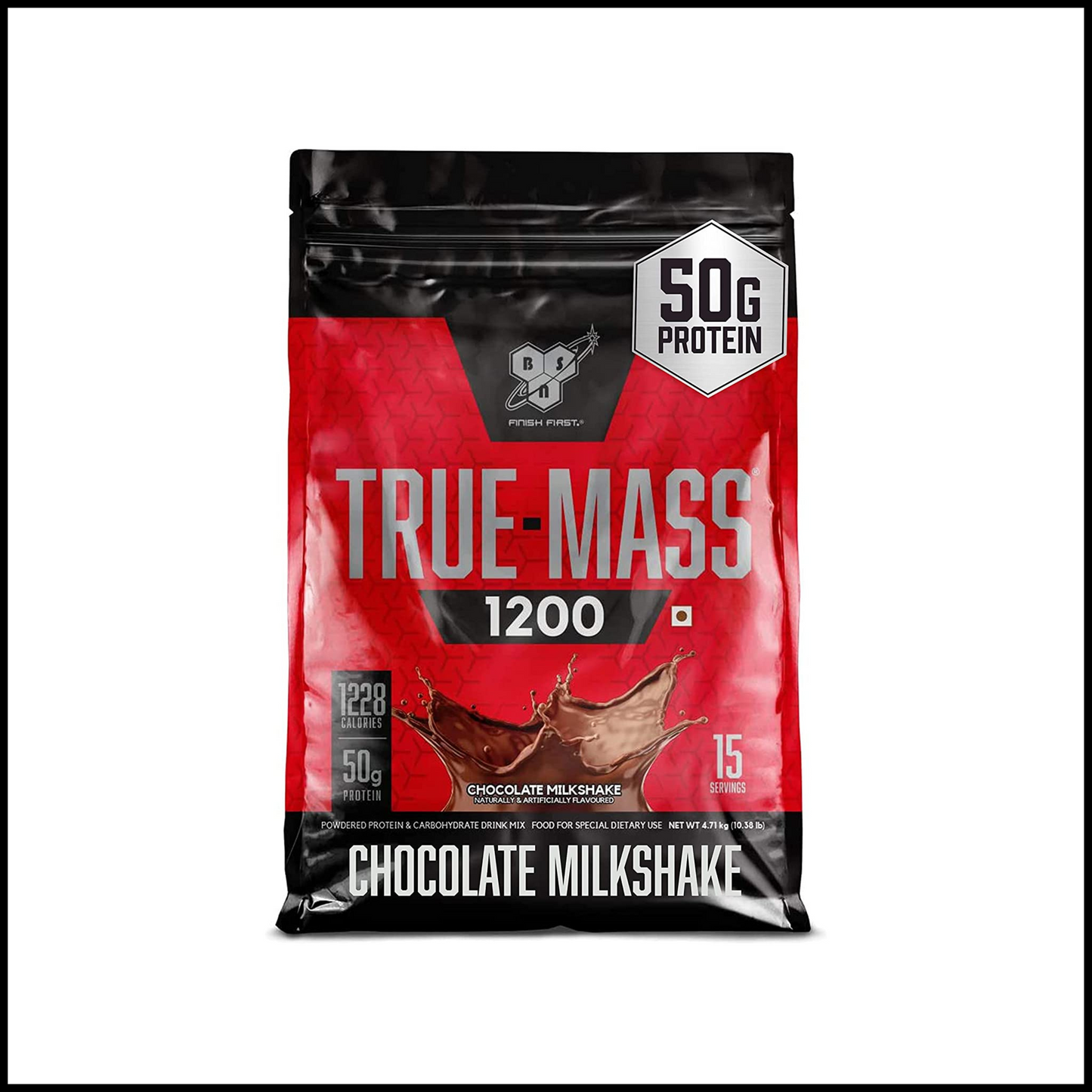 True-Mass 1200 Weight Gainer Chocolate Milkshake | 10.38 Pound 15 Servings